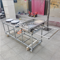 Machine à crêpes multi-plaques à gaz 4 poêles haute efficacité avec revêtement antiadhésif, semi-automatique, pour boulangeries