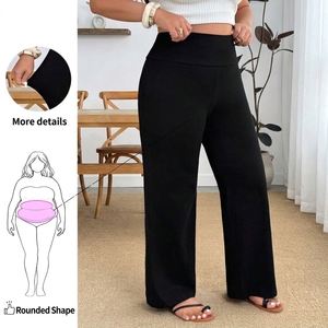 Pantalon évasé extensible taille haute pour femme grande taille, coupe large, idéal pour les silhouettes pomme, <span class=keywords><strong>sans</strong></span> ceinture, lavable en machine - Product Image 1