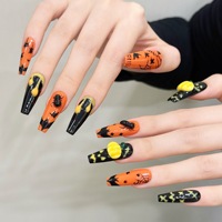 Faux ongles personnalisés pour Halloween, dégradé de rose fantôme, toile d'araignée, conception de faux ongles artificiels, 10 pièces