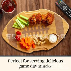 Jiufeng Bamboo Rugby Ball Shaped Wooden <b>Tray</b> With Lid For Party Serving Food <b>Storage</b> Handle Lacquered Finish - Product Image 5