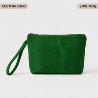 Pochette de soirée en velours côtelé écologique et durable avec dragonne, mini portefeuille zippé pour femme – Vente en gros