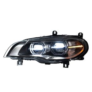 Faro Delantero para Automóviles BMW X5 E70 2007-2013, Conjunto de Faros LED, Actualización con Ojos de <span class=keywords><strong>Ángel</strong></span>, Lente de Proyector DRL - Product Image 2