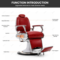 Fauteuil de barbier JOXIN avec base ronde large et élévateur hydraulique, chaise de rasage vintage pour intérieurs et services de barbier classiques