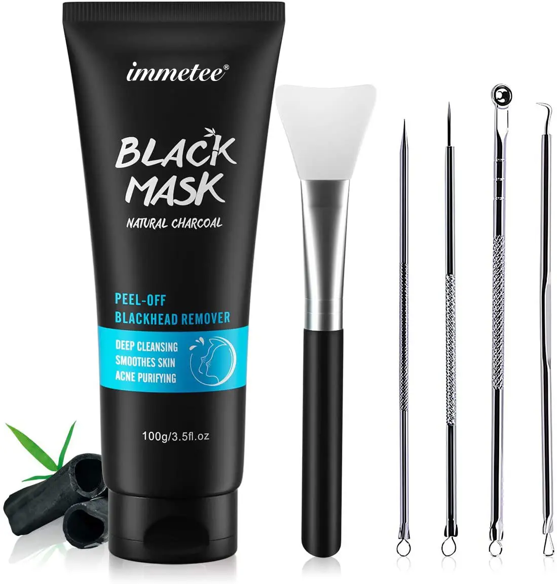 Private Label Organische Natuurlijke Bamboe Houtskool Mee-eter Verwijderen Peel Off Black Mask