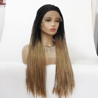 Perruque tressée grise sans nœud devant en dentelle, tresses micro tressées sensationnel perruques cheveux humains, tresses de perruque blonde bohème boîte