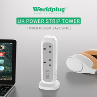 Multiprise électrique britannique avec 4 ports de charge usb, 11 prises ca, multiprise