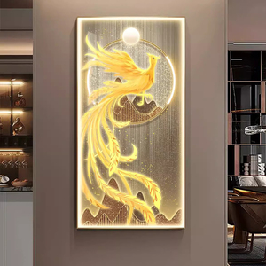Vente en gros de luminaires muraux de luxe or Phoenix Bird 5d led peintures d'<span class=keywords><strong>animaux</strong></span> en porcelaine avec diamant - Product Image 1