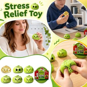 Grinch Face Squishy Toy Green Stress Relief Fidget Christmas Figurine Plastic Soft Plaything - Product Image 5