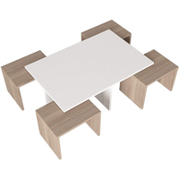 Tambour en ciment Tropical naturel à basse hauteur, grand carré, avec formes géométrique, bois de burlap, ensemble Table basse en résine époxy