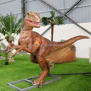 250610 Giant Mechanical Animatronic Dinosaur Velociraptor Fiberglass Metal <b>Indoor</b> Playground Equipment Adventure Shopping Mall - Product Image 3