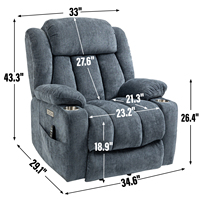 Fauteuil inclinable en tissu à cadre en bois de style moderne avec fonction de levage électrique, fauteuil pivotant et à bascule multifonctionnel pour salon et détente