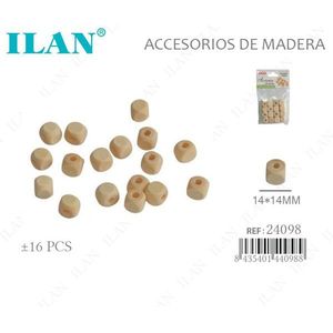 Perline in legno Ilan 14x14mm naturali per artigianato e creazione di gioielli - Product Image 1
