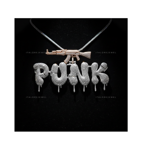 Pendentif Lettre Unisexe Italceramics Inc en Argent 925 Plaqué Or avec Perle d'Eau Douce et Moissanite Sertie en Canal, Style Hip Hop PUNK - Product Image 1