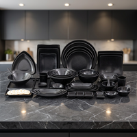 Assiettes de restaurant en mélamine noir mat, pièces, vente en gros, assiettes en mélamine, vaisselle