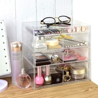 Boîte cosmétique de luxe personnalisée en acrylique avec tiroir, organisateur de maquillage transparent multicouche pour rouges à lèvres et pinceaux
