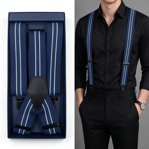 Male Long <b>Trousers</b> Elastic <b>Braces</b> High Quality <b>Men</b> Adjustable X Shape 2.5cm Width 4 Clip Solid Color Suspenders - Product Image 5