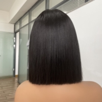Perruques courtes en cheveux humains naturels vietnamiens, modèle Bob avec fermeture en dentelle Kim K 2x6, super double drawn, pour femmes noires - Vente en gros