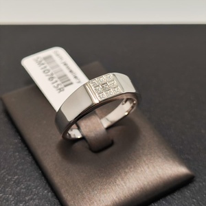 Anello da Uomo a Fascia Larga in Argento Sterling S925 con Griglia Quadrata e Pietre CZ, Anello da Cerimonia e Business per Gentiluomini - Product Image 2
