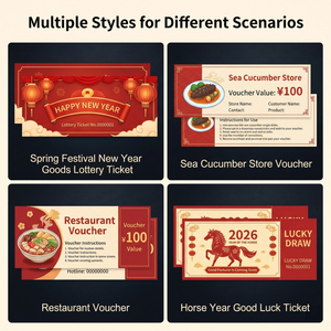 Vales de Descuento Personalizados <span class=keywords><strong>para</strong></span> el Festival de Año Nuevo, Boletos de Lotería Impresos, Tarjetas de Cupón <span class=keywords><strong>para</strong></span> Eventos con Diseño del Año Nuevo Chino <span class=keywords><strong>para</strong></span> Promociones - Product Image 2