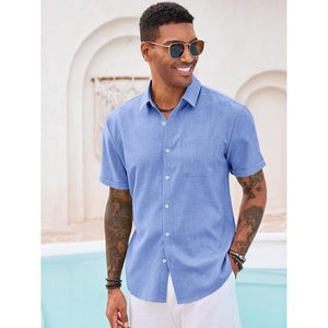 Camisa informal de verano con botones florales para hombre 2025, manga corta, talla 6XL, para playa, boda, Tops - Product Image 2