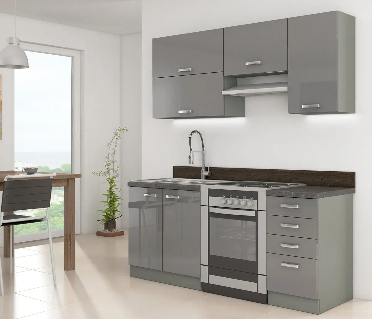 Armario de cocina Modular pequeño, mueble de pared de acero inoxidable, Color gris, personalizado, recomendado Industrial, 1 Juego