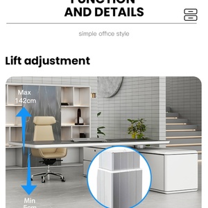 Free Design Plan Modern Convertible L Shaped White Wooden Electric Height Adjustable Executive Office <b>Desk</b> for Office Furniture - Product Image 3