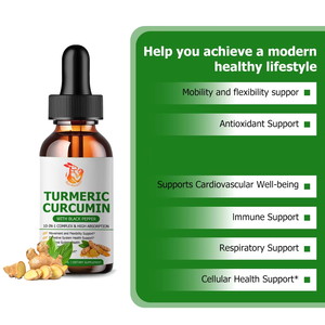 Vente en gros usine : Gouttes liquides de Curcuma et Curcumine avec extrait d'ail biologique et cannelle de Ceylan pour le soutien immunitaire - Product Image 6