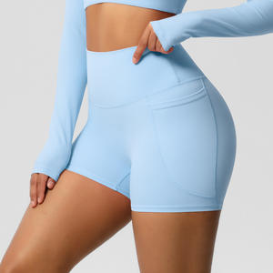 Pantalones cortos de Yoga con bolsillo lateral para mujer, ropa deportiva que absorbe el sudor y absorbe la humedad, ropa deportiva para Fitness - Product Image 2