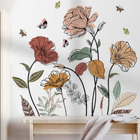 Autocollant mural Yanxi imperméable en PVC acrylique, imprimé numériquement à motifs floraux, finition brillante vernie, pour décoration murale DIY à la maison