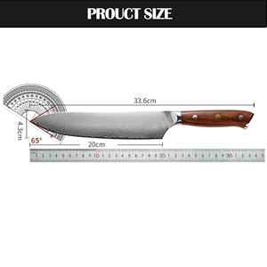 Couteau de Chef Professionnel 8 pouces en Acier Damas à Haute Teneur en Carbone, Lame Courbée Tranchante avec Manche Riveté, pour Découpe de Viande et Tranchage en <span class=keywords><strong>Cuisine</strong></span> - Product Image 2