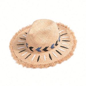 หมวกฟางราฟเฟียทำมือสำหรับผู้ชายและผู้หญิง สวมใส่สบาย ป้องกันแสงแดด เหมาะสำหรับฤดูใบไม้ผลิ ฤดูร้อน วันหยุดพักผ่อนริมทะเล ท่องเที่ยวชายหาด - Product Image 5