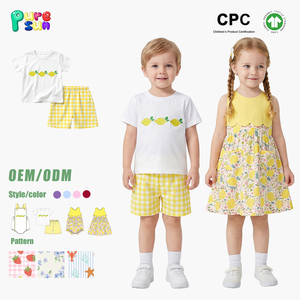 סט בגדי קיץ לבנים של Puresun, דוגמת קריקטורה קז'ואל, 100% כותנה, בהתאמה אישית, סִגְנוֹן קשרים צרפתיים, תלבושות לילדים - Product Image 1