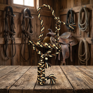Rub International Modèle 7860H Premium, Lanière en corde de nylon nouée à la main, Têtière tressée arc-en-ciel |   Cheval durable et personnalisable - Product Image 1