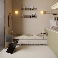 Service de décoration intérieure de café simple et élégant, mobilier de restaurant commercial personnalisé, présentoirs à café en bois
