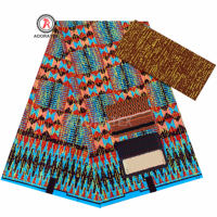 Tissu africain en cire dorée 100% polyester Impression Ankara Cire dorée 2 + 4 Yards avec sensation de coton