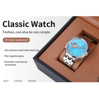 Montre mécanique automatique de luxe pour homme Haiou, style business, aiguilles, étanche 50 bars, verre saphir plat, acier inoxydable 316