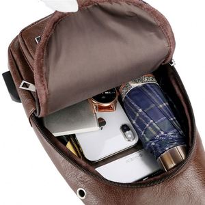 Sacs bandoulière pour hommes, sac messager USB en cuir, sac à bandoulière diagonal, nouveauté 2019, sac à dos de voyage - Product Image 4