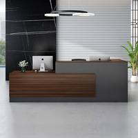 Nouveau comptoir de réception commercial en forme de L en placage de noyer, mobilier de bureau et de salon moderne et luxueux 2026