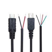 Câble USB personnalisable Mini 5P mâle 2 conducteurs 1m en cuivre étamé PVC avec extrémité ouverte micro mâle