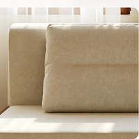 Sofá Cama Moderno de Madera Maciza, Sofá Futón Convertible sin Brazos con Cojín de Lino y Algodón para Espacios Pequeños