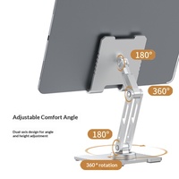 Support de tablette rotatif à 360 degrés avec réglage double hauteur, pliable, compact et portable, pour utilisation sur bureau avec iPad