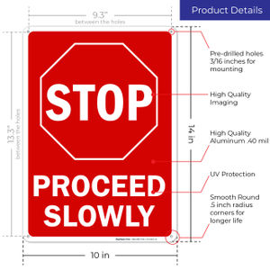 Segnaletica di sicurezza stradale comune in alluminio per la vendita non Anti Skid 12 pollici 18 pollici riflettente Stop procedere segni lenti - Product Image 2