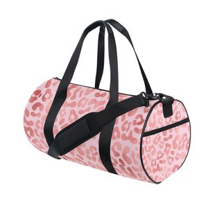 Sac de sport pliable en toile imperméable avec logo personnalisé, sac de voyage pour filles, sac de sport à imprimé léopard avec bandoulière - Product Image 2