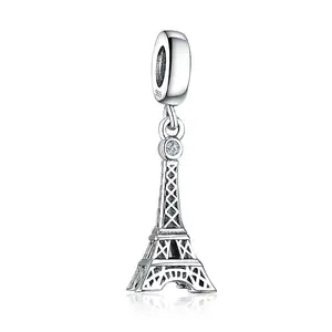 Bán sỉ bead charm paris-Bán Buôn Đồ Trang Sức 925 Sterling Silver Bạc Paris Eiffel Tháp Mặt Dây Chuyền Quyến Rũ Phù Hợp Với Vòng Đeo Tay Vòng Cổ Trang Sức Làm