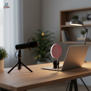 Luce ad anello a colori integrata DAM G3 pieghevole con supporto per telefono per streaming live - Product Image 2