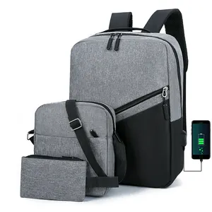 2023 Factory Hot Selling Teenager Travel Business Use Smart Charging Port Laptop Backpack Waterproof 3 Pieces Set Backpack