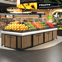Custom Oem Winkel Display Gondel Supermarkt Rack 1200Mm Houten Mobiele Groente En Fruit Display Plank Vers Voedsel Stand