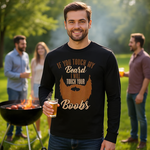 T-shirt à manches longues pour hommes, col rond, impression numérique, activités promotionnelles, motif barbe amusante pour adultes - Product Image 3