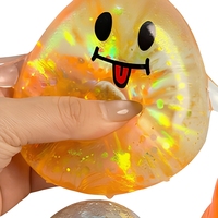 Grand jouet anti-stress en silicone, simulé en forme de boulette vapeur, avec visage à paillettes et expression, à rebond rapide