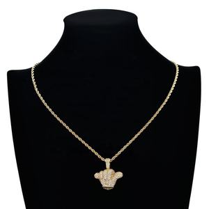 Hip Hop Cool <strong>Praise</strong> Hand Gestures Pendant Rope Chain Necklace Collier Men Iced Out CZ Stone Pendant Accessories Bling Bling Rock - Product Image 3